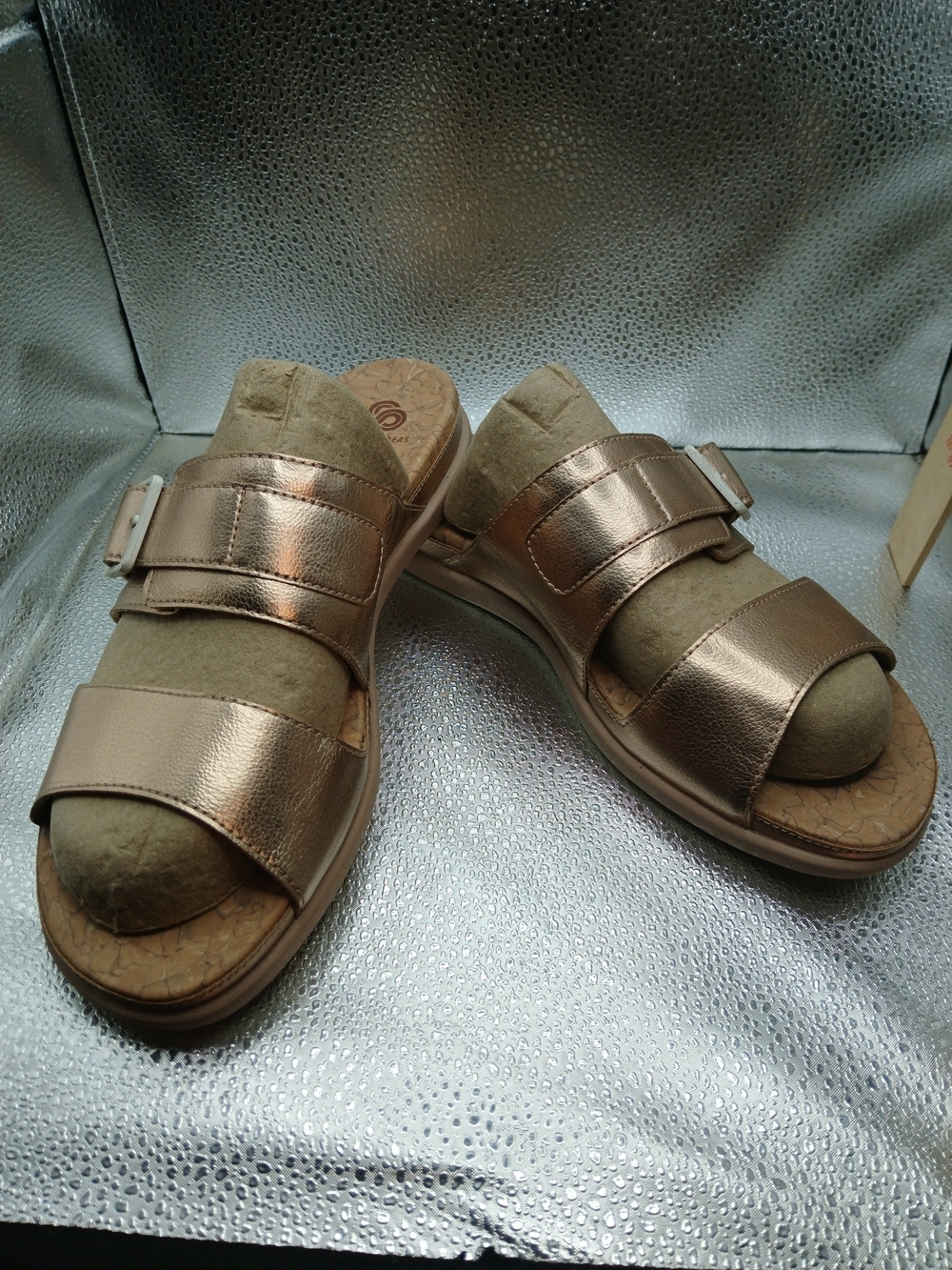 NEW Clarks Rose Gold Double-Strap Slide Sandals Women's Size 9.5